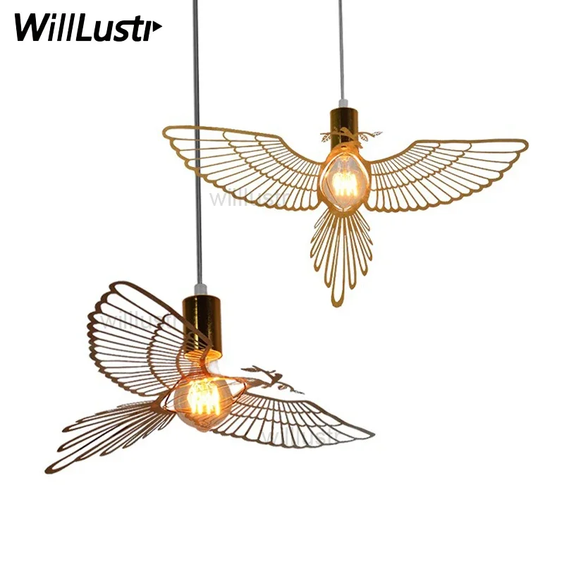 Hommin Bird Pendant Lamp Replica Engraved Sculpture Flying Bird Dining Room Bar Cafe Ceiling Chandelier Suspension Hanging Light