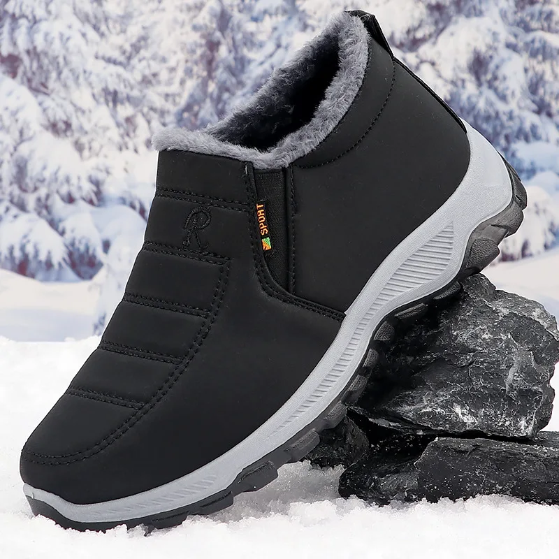 

Men's Shoes Fleece Lined Snow Comfort Boots Winter Warm Waterproof Slip on Ankle Boots for Women Thermal Outdoor Men Short Boots