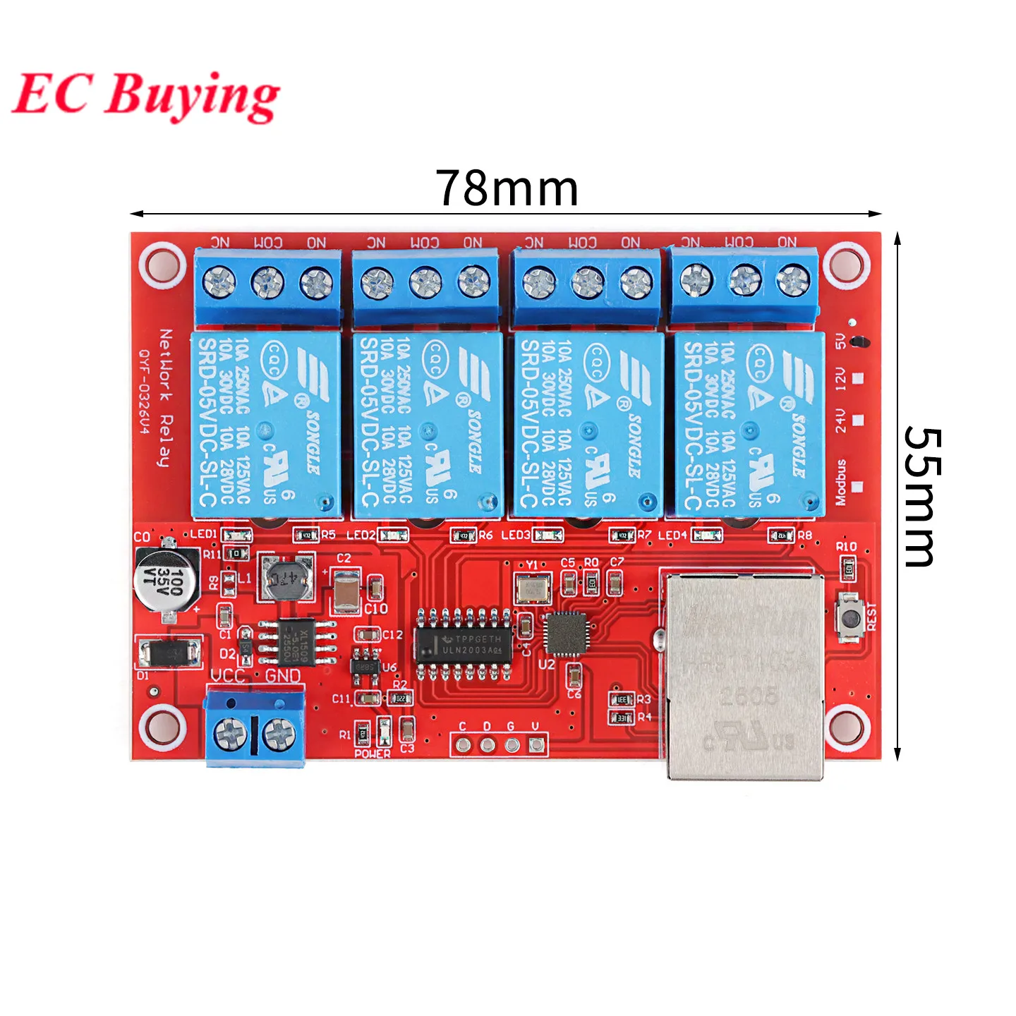 Embedded Web-based 4 Channel Way Multi-functional Network Relay Module Supports HTTP TCP MQTT Protocols WEB Server Power Supply view 6
