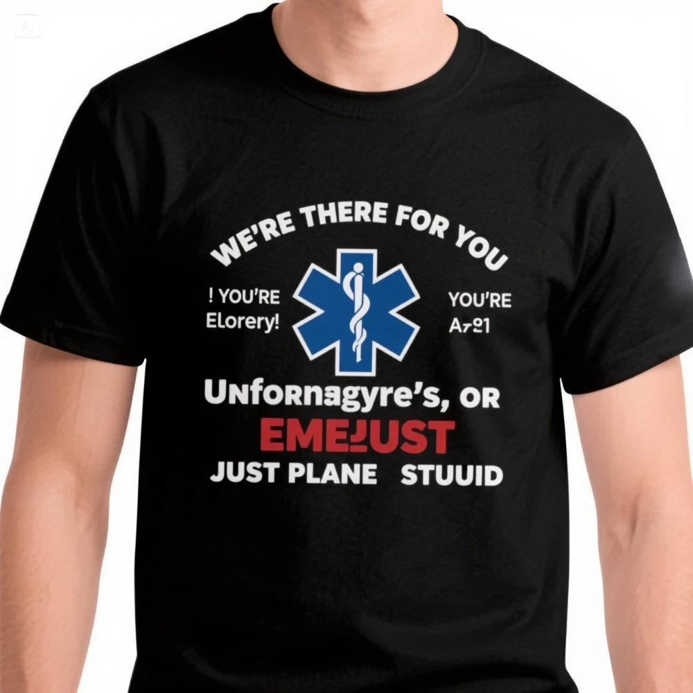 

We're There for You If You're Elderly, Unfortunate, or Just Plain Stupid. Humor EMS Paramedic Unisex 100% Cotton O-Neck T Shirt