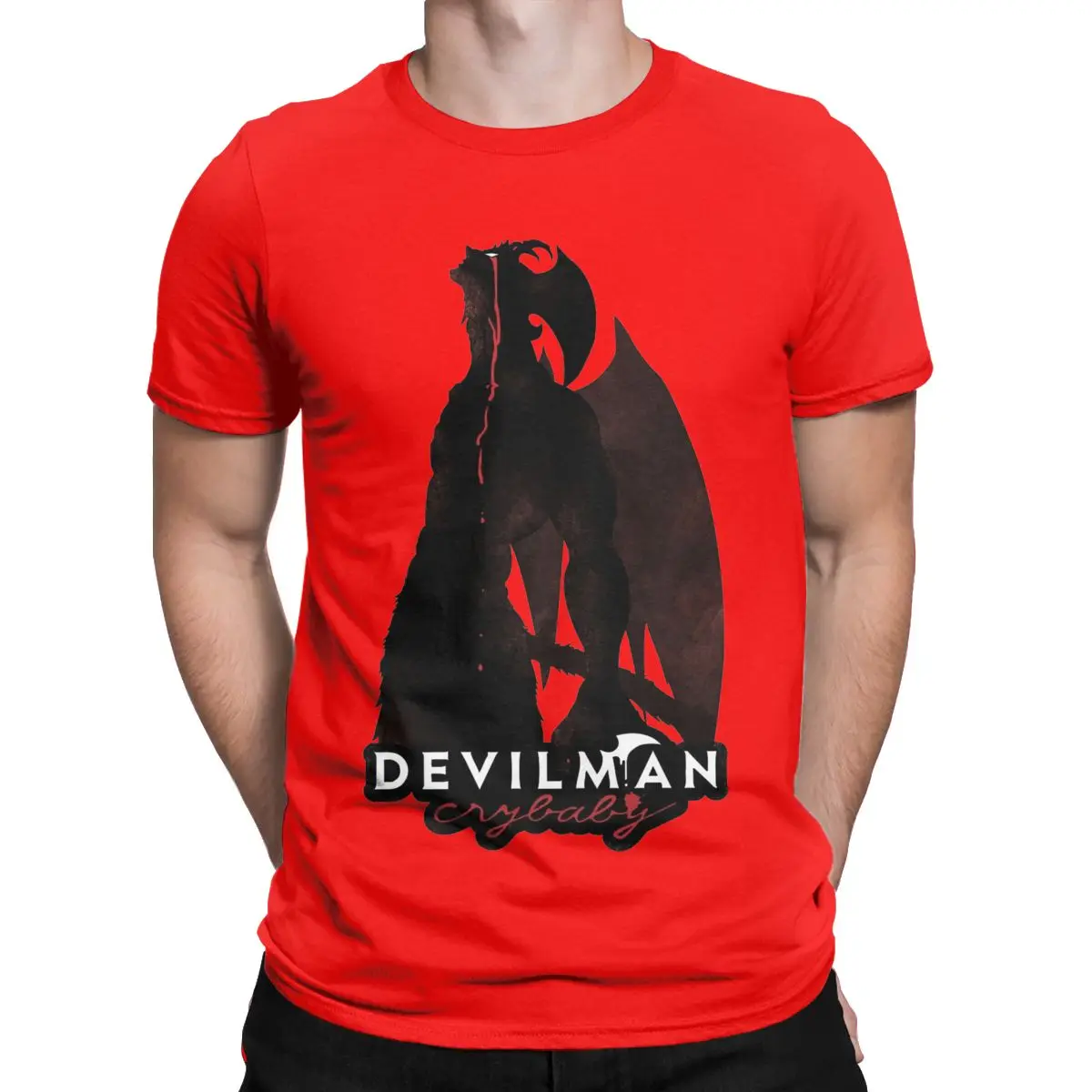 Men T-Shirt Devilman Crybaby Funny Cotton Tees Short Sleeve Anime T Shirts O Neck Tops Printed