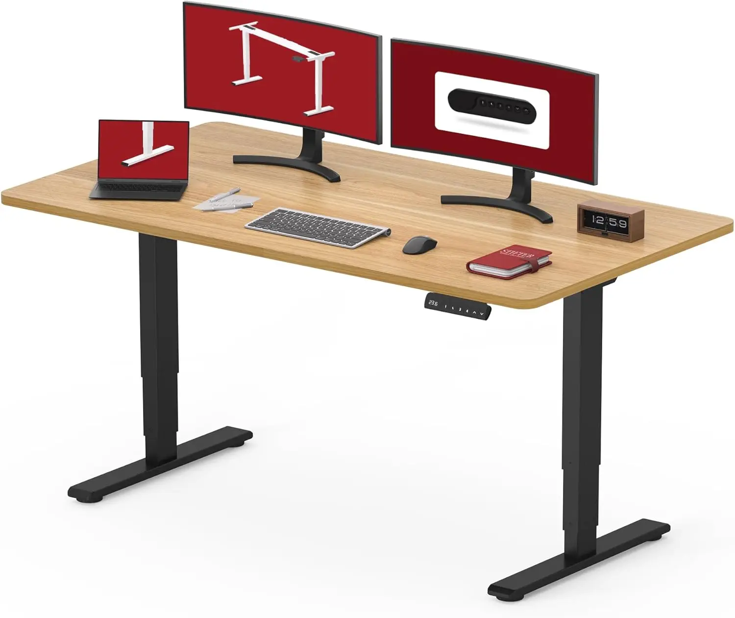 

48" Electric Standing Desk, Dual Motor Height Adjustable Desk, Stable and Durable 3-Stage Stand up Desk for Home Office