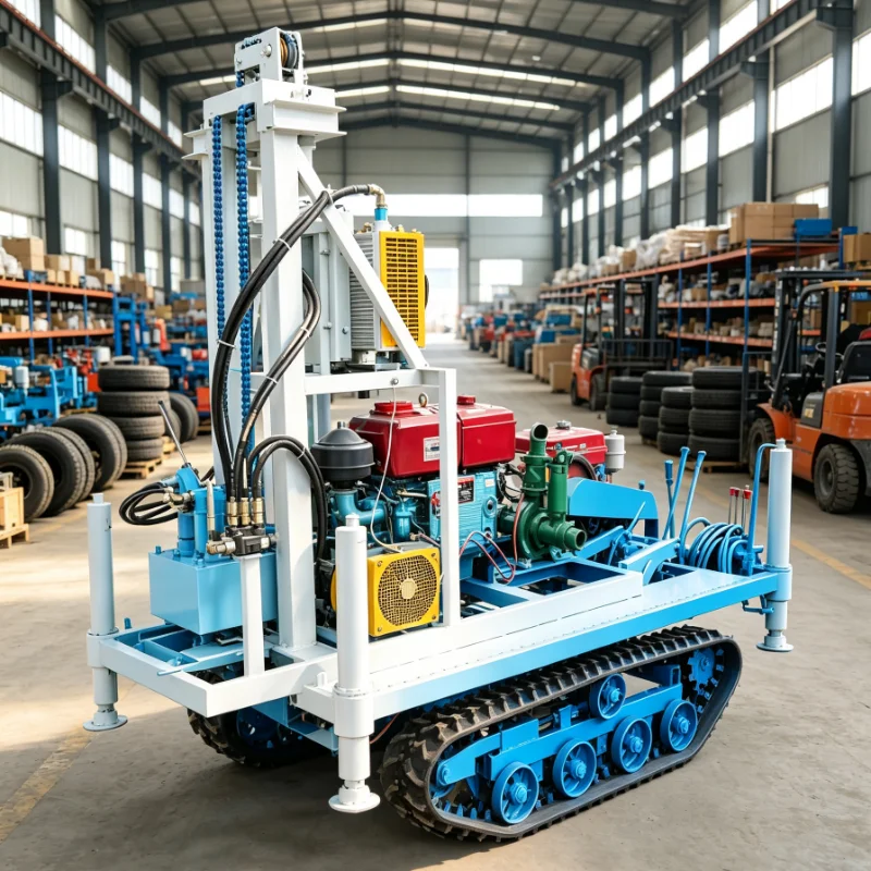 Hydraulic Drilling Equipment 100M Deep Drilling Easy Transport Wheel Mounted Electric Drive Outdoor Farm Water Intake Rig