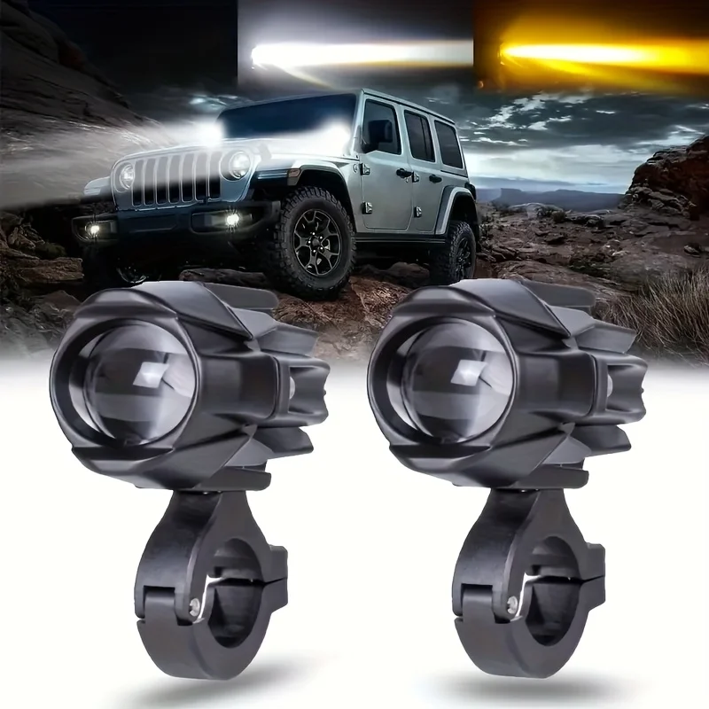 

LED Motorcycle Work Lights Pods light ,dual Color (Yellow And White) Offroad light fog lights for Dirt Bike truck DC12V-24V