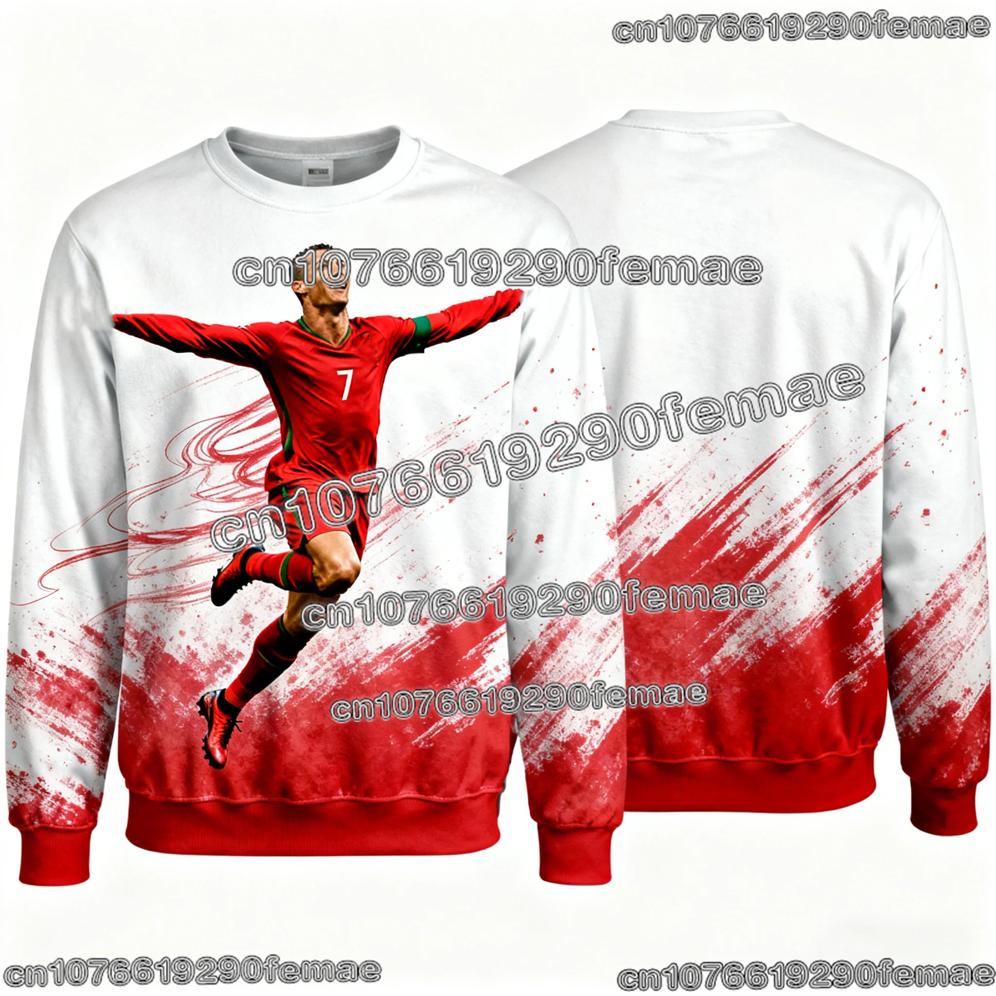 سويت شيرت رونالدو ذو الإصدار التذكاري لمحبي كرة القدم بأكمام طويلة للأطفال والكبار ملابس رياضية عصرية للشارع #3