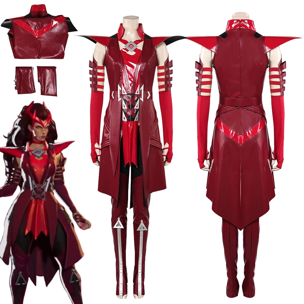 Rivals Scarlet Cosplay Witch Fantasia Pants Gloves Dress Costume Disguise For Girls Women Adult Halloween Carnival Party Suit