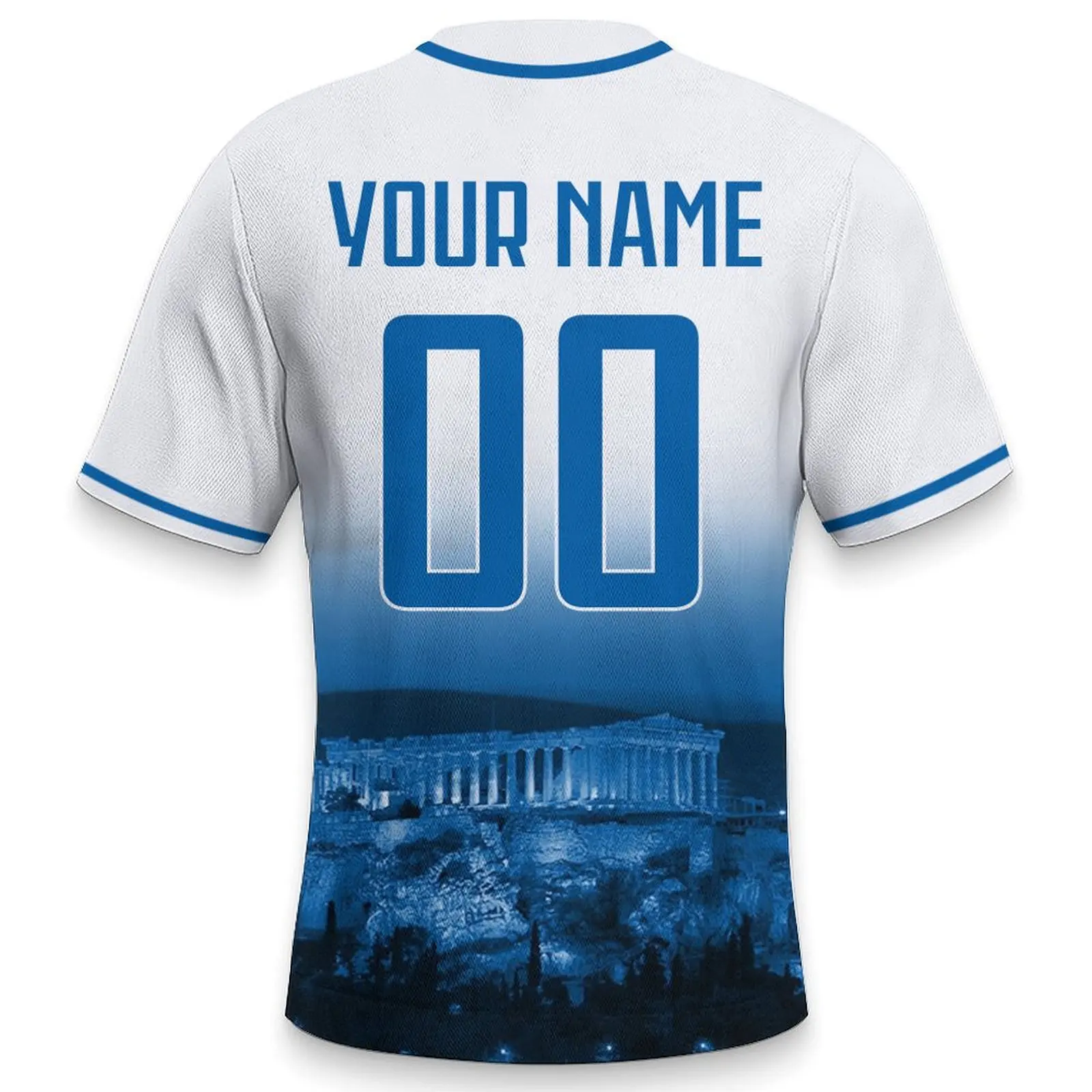 Custom Greece Baseball Jersey with City Skyline Personalized Name Number Baseball Shirt for Men Women Youth Kids view 4