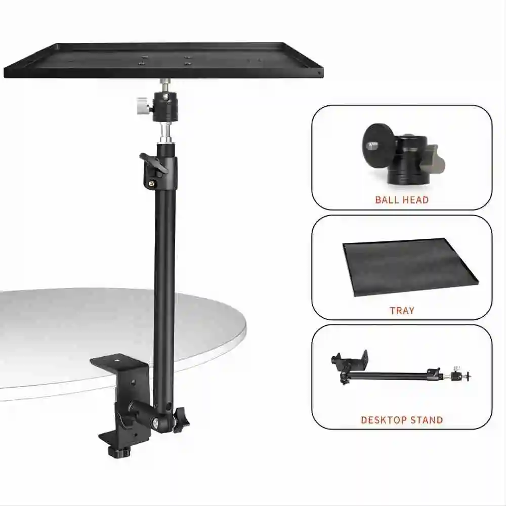 SH Adjustable Sofa Light Stand With 1/4 Screw Tray Ball Head For Ring Light,Video,Projector,Camera,Photo Studio Kit