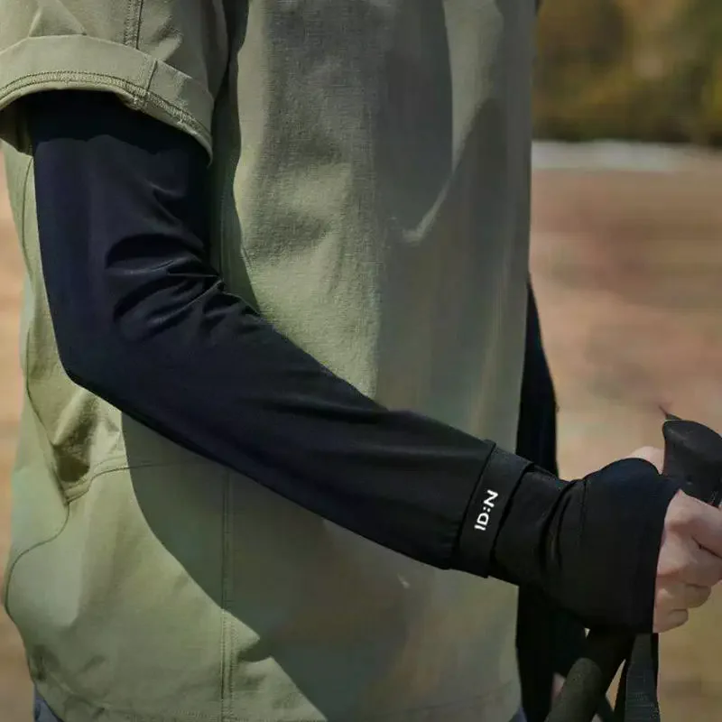 

Seamless IDN Letter Ice Silk Arm Protector UV Protection Arm Sleeves Outdoor Driving Cycling Integrated Ice Sleeves
