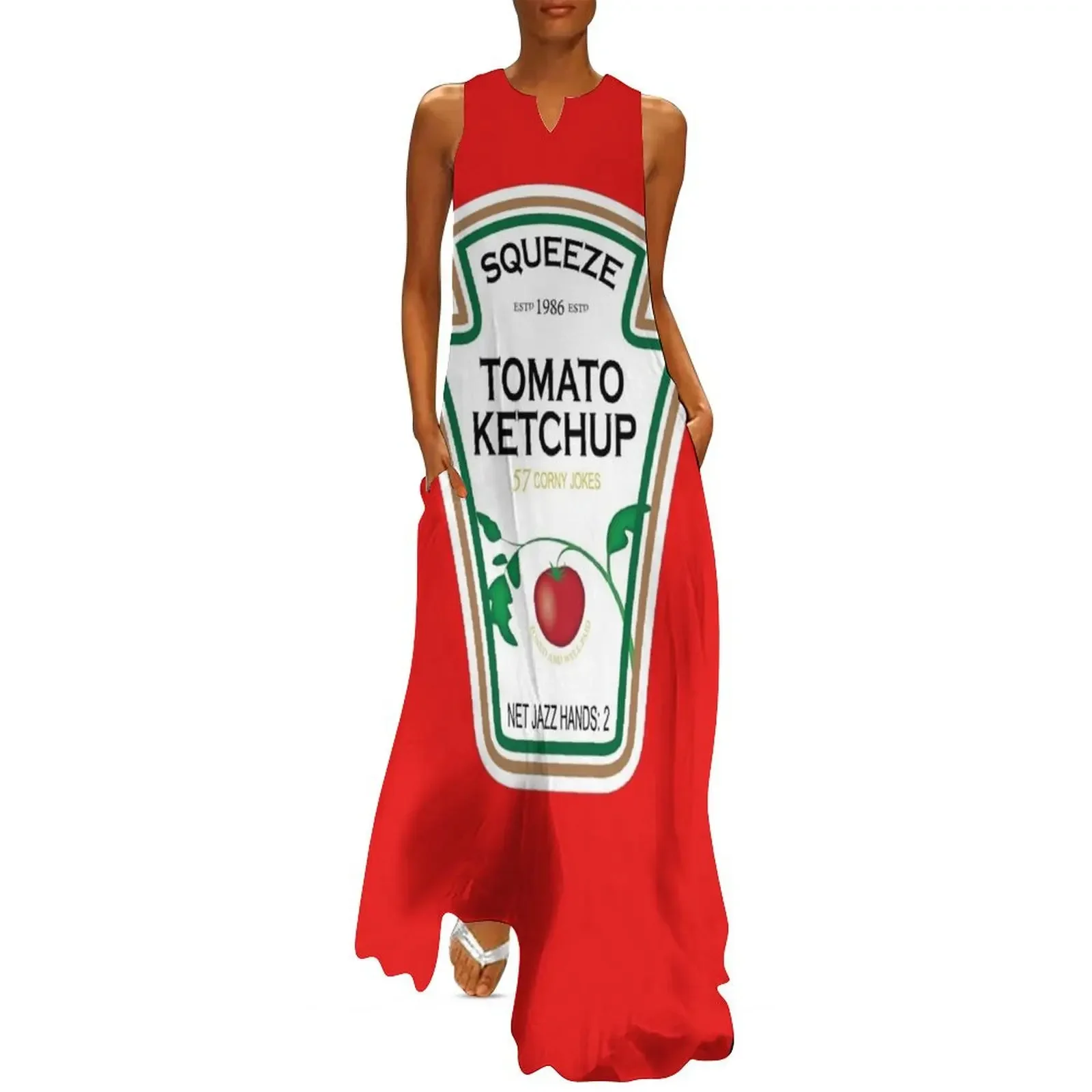 

Funny Ketchup Label Long Dress Women's clothing wedding dresses for parties cocktail dresses luxury dresses Dress