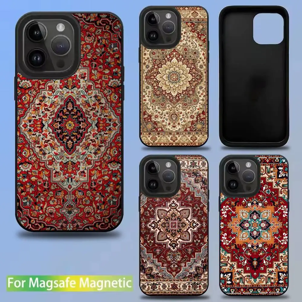 

Persian Carpet Floral Pattern Phone Case For iPhone 16,15,14,13,12,11,Pro,Max,Plus,Mini,SE Magsafe Magnetic Wireless Charging