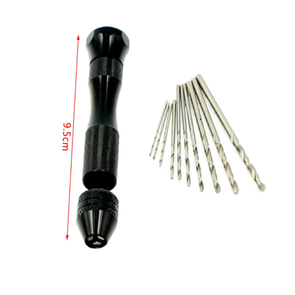 

11Pcs Hand Drill Set Aluminum Keyless Chuck 10 Hss Drill Bits for Jewelry Wood Plastic Craft Hobbyist Carving