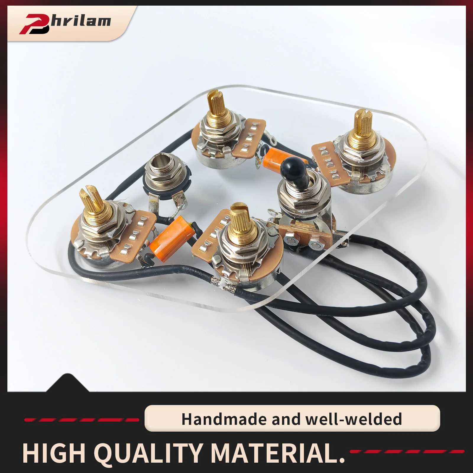 PHRILM 2T2V SG Electric Guitar Pre-Wired Harness Kit with Individual Switches, Audio Output Jack, 500KPot for SG Type Guitars