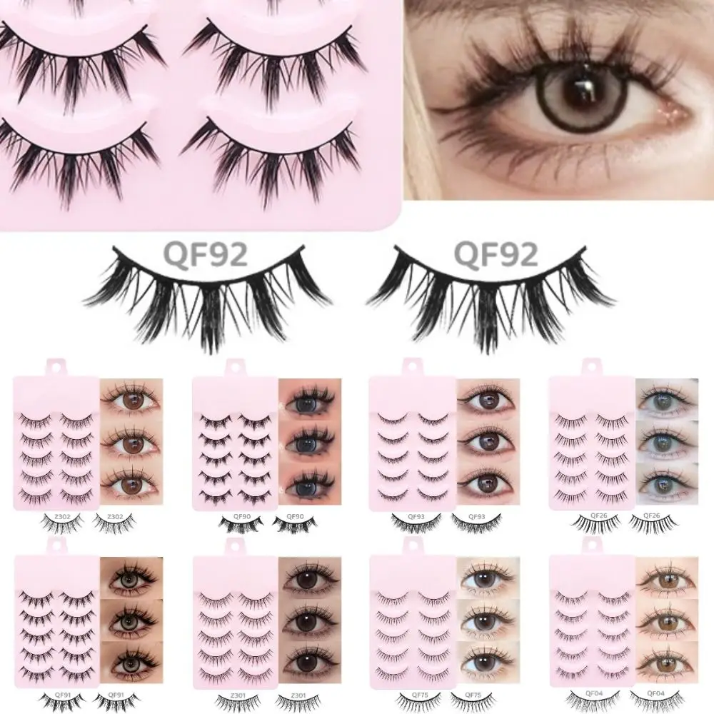 Popular 5 Pairs Manga Lashes Multiple Styles Anime Cosplay Segmented False Eyelashes DIY Handmade Cat Elf Eyelashes Men