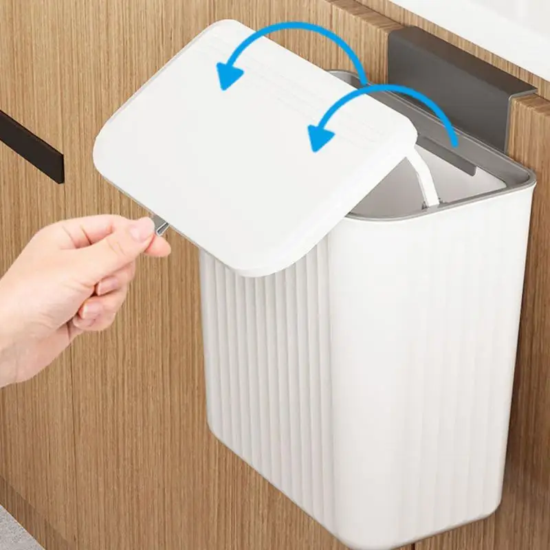 Hanging Trash Can Creative No Punching With Lid Large Capacity Trash Can Wall Mounted Trash Bin Recycling Kitchen Storage Bin