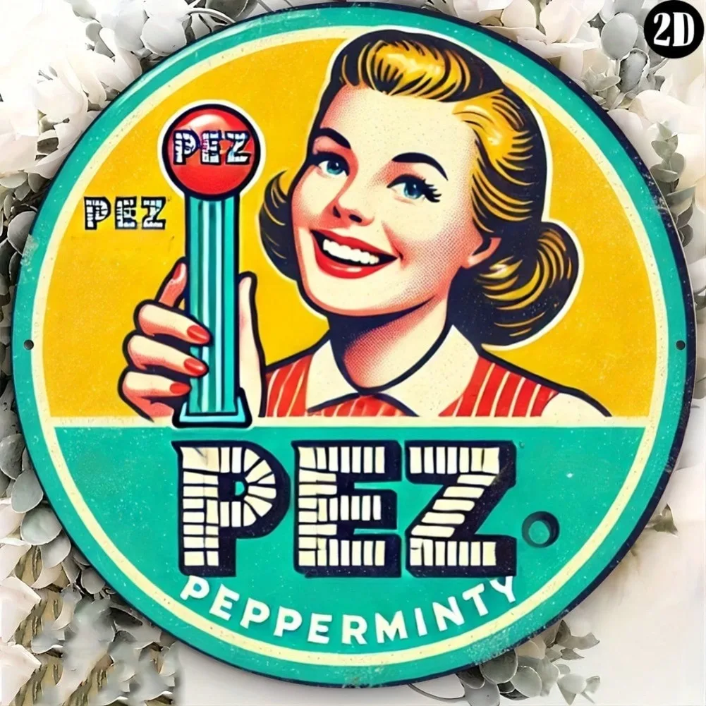 Arte de pared de Metal con diseño de menta pimienta "PEZ", decoración duradera y fácil de colgar, personalizable para interiores/exteriores, para el hogar, jardín y Bar, 1 ud.