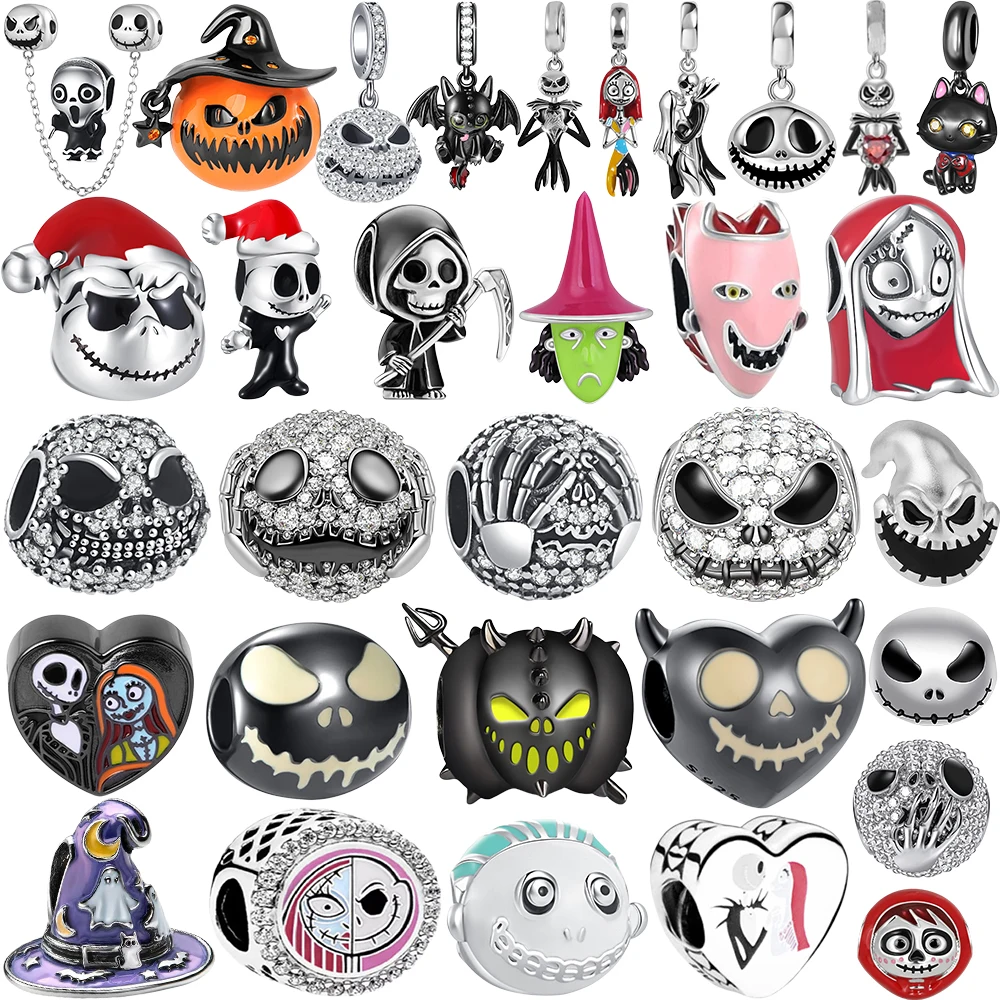 Nouveautés en promotion : Breloques en argent 925 Série Horreur Européenne, compatibles avec bracelets originaux, accessoires de bijoux DIY, pendentif perle Halloween, cadeau