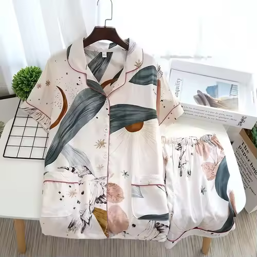 Spring / Summer New 100% viscose long-sleeved trousers ladies pajamas suit 3XL plus size long Sleepwear women's home Nightwear - Image 8