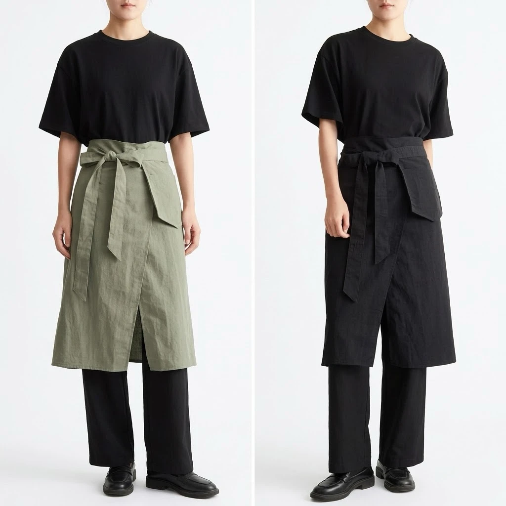 Water-Resistant Kitchen Half-length Apron Household Use Japanese-Style Dining Workwear Specifically Designed for Home Cooking