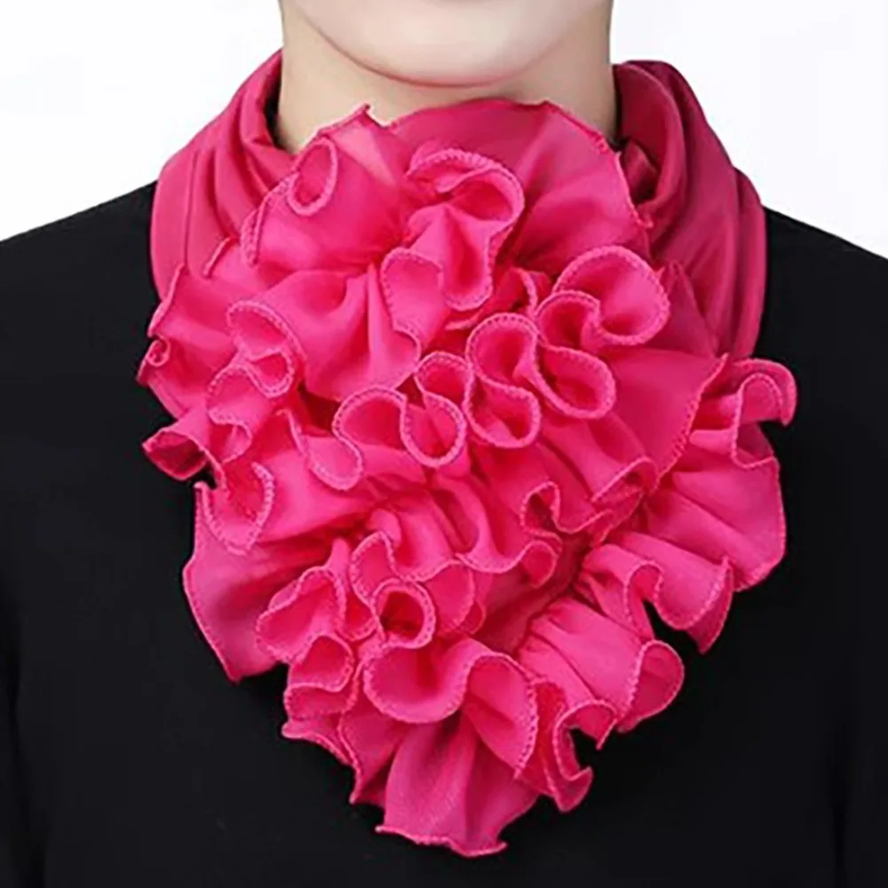 Col de cou décontracté de couleur unie, taille libre, col à volants détachables, foulard pour femmes