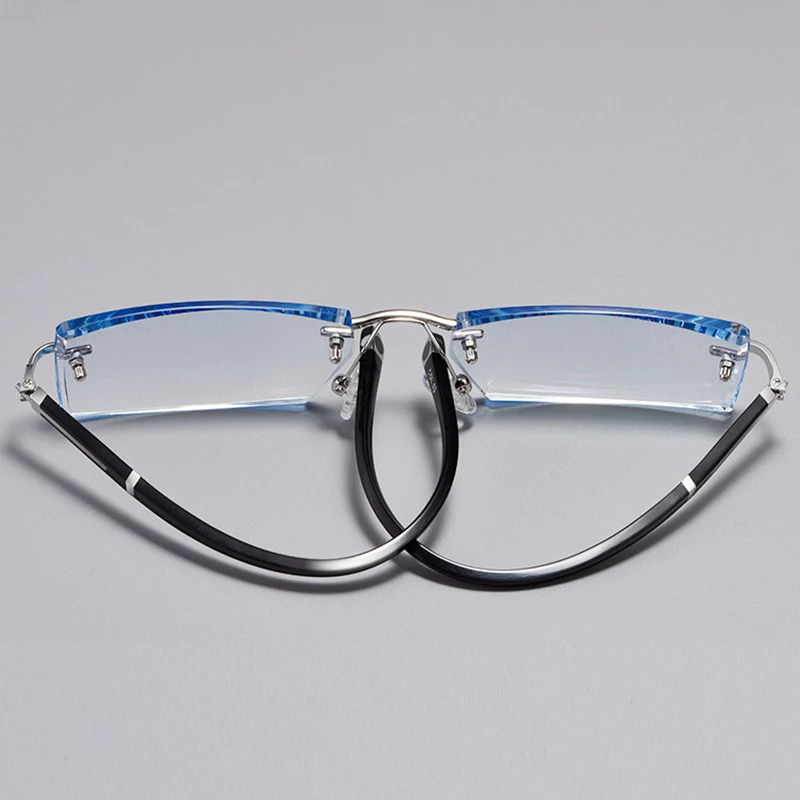 Rimless Prescription Glasses Progressive Multifocal Reading Glasses Men Photochromic Anti Blue TR90 Frameless Eyewear Custom