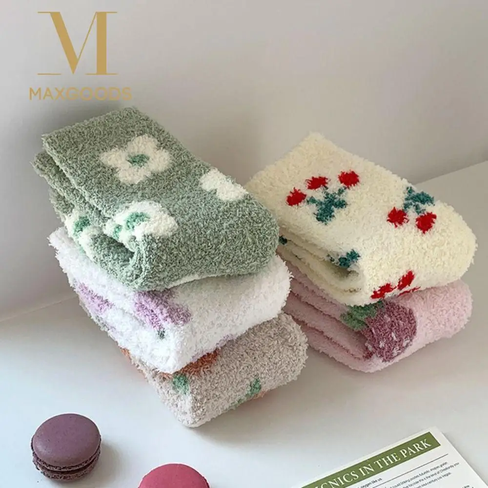 الدافئة المرجان الصوف الطابق النوم الجوارب Homewear لينة أفخم المرجان المخملية الجوارب سميكة منتصف جوارب أنبوبية الخريف