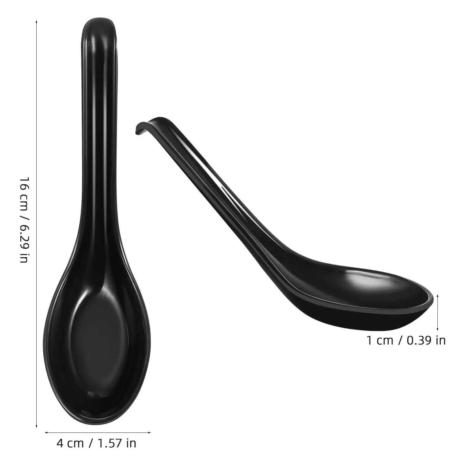 6 Pcs Black Soup Spoons Melamine Tableware Reusable Japanese Style Perfect for Catering Picnics Buffets Environmental
