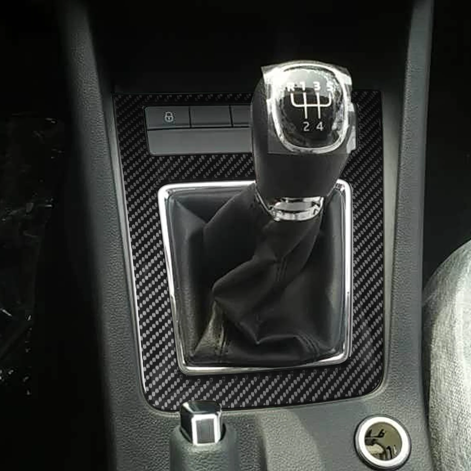 For Skoda Octavia 2017-2021 Real Carbon Fiber Stickers Centre Manual Gear Shift Panel Frame Car Accessories Interior Decorative