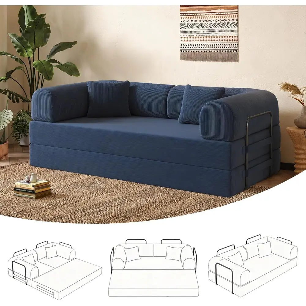 

79'' olding Soa Bed, 5-in-1 Convertible Soa Bed Bonel,Comy oldable oam Couch with Pillow ular loor Couch or Living Room,Bedroom,