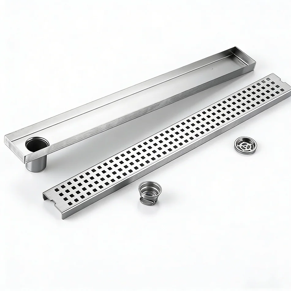 

Bathroom Floor Drain 304 Stainless Steel 20/30/40/50CM Brushed Rectangle Long Linear Bath Shower Drainage Grid Side Floor Drains