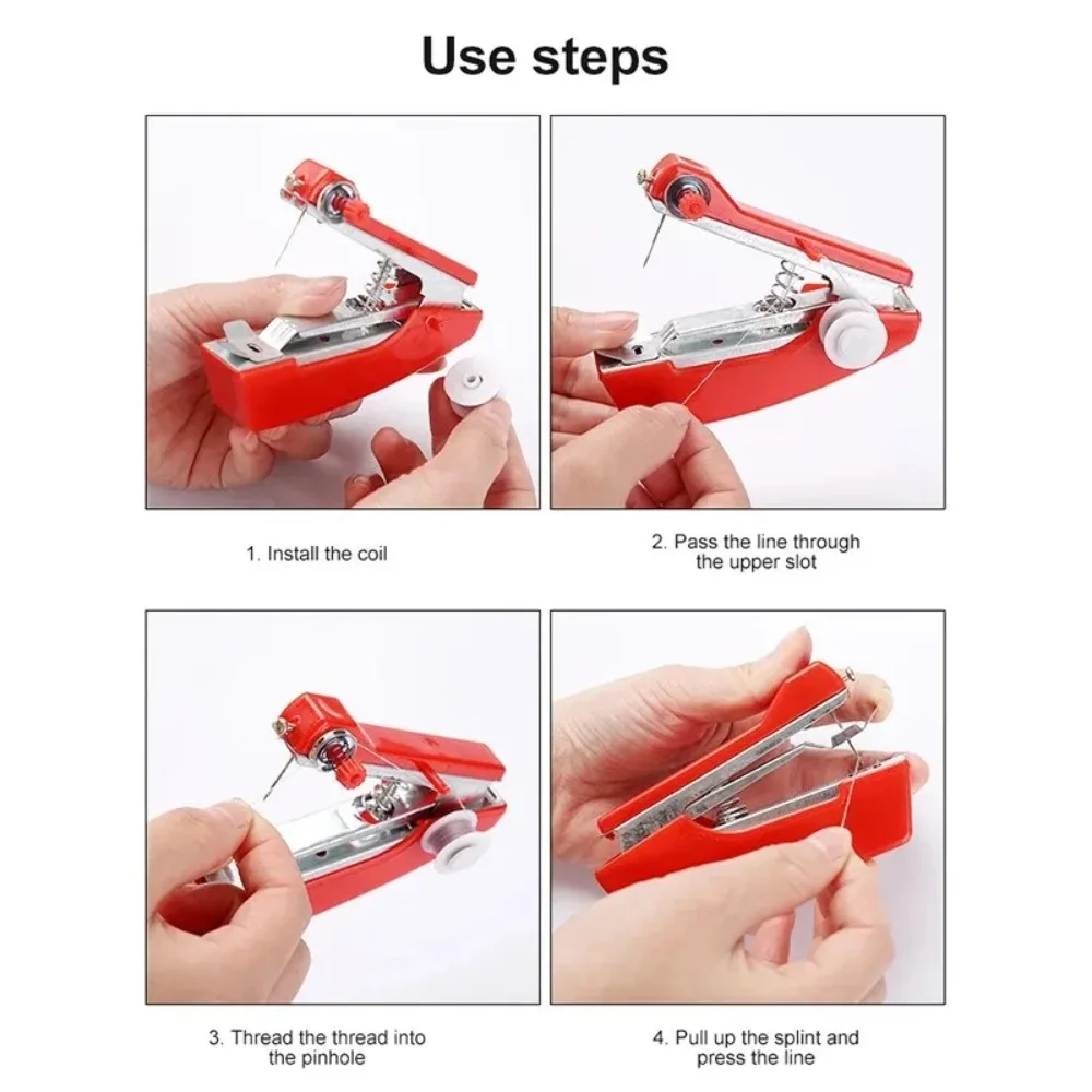 Portable Manual Sewing Machine Mini Stitch Handy Sewing Fabric Tool Simple Operation Hand-Held DIY Apparel Tool Knit Fabric