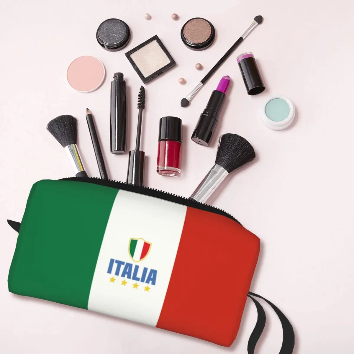 Custom Flag Of Italy Travel Cosmetic Bag Women Makeup Toiletry Organizer Ladies Beauty Storage Dopp Kit