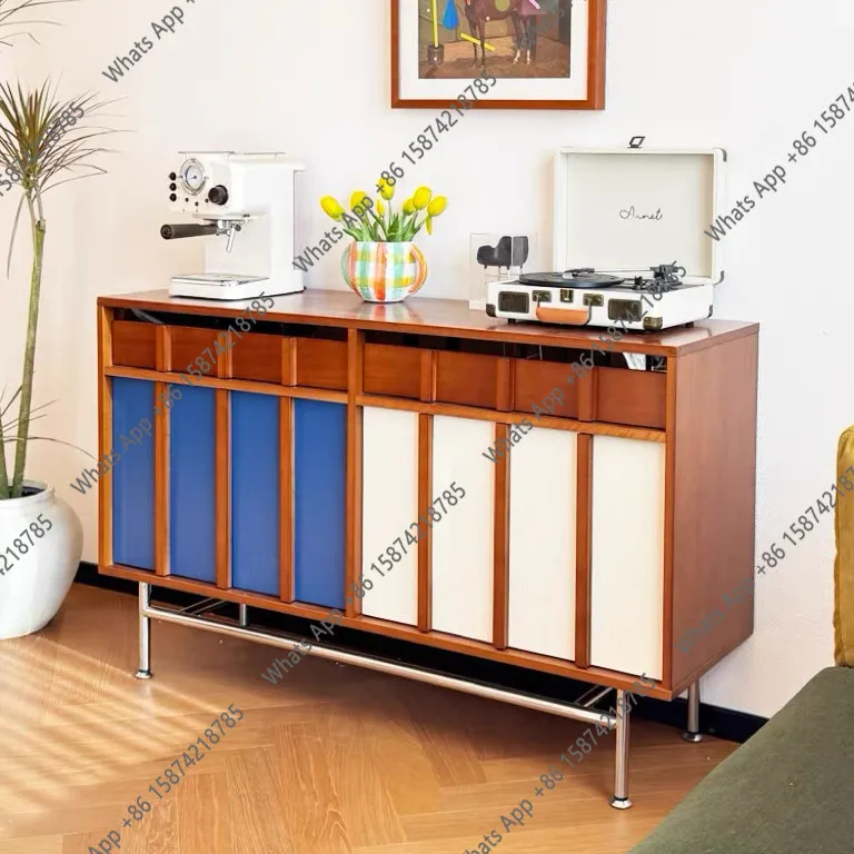 

Nordic solid wood dining side cabinet, antique sofa side cabinet, small apartment, living room against the wall entrance storage