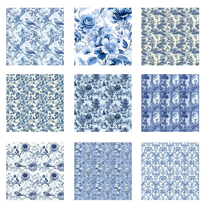 

21cm Blue flower background Iron On Heat Transfer Sticker For Clothes DTF Pinted Vinyl Thermal Appliques Washable T-Shirt Decal