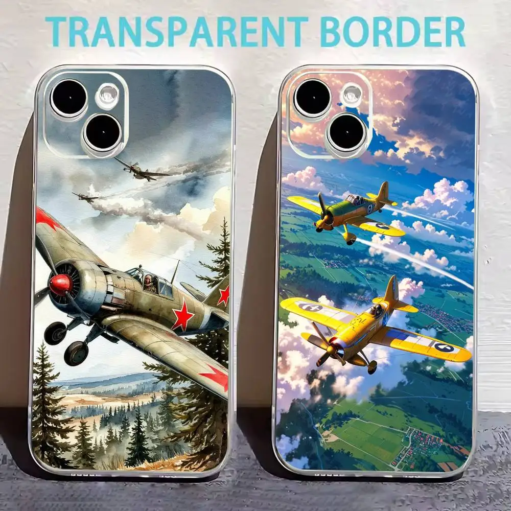 

Aircraft Art Phone Case For iPhone17,16,15,14,13,12,11 Plus,Pro Max Soft Transparent Cover