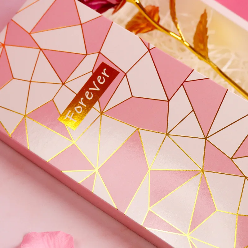 [1개 크리스탈 다이아몬드 장미] 고급스러운 크리스탈 다이아몬드 장미 선물 상자, 녹색 잎과 금색 줄기가 있는 붉은 장미 (웨딩용)