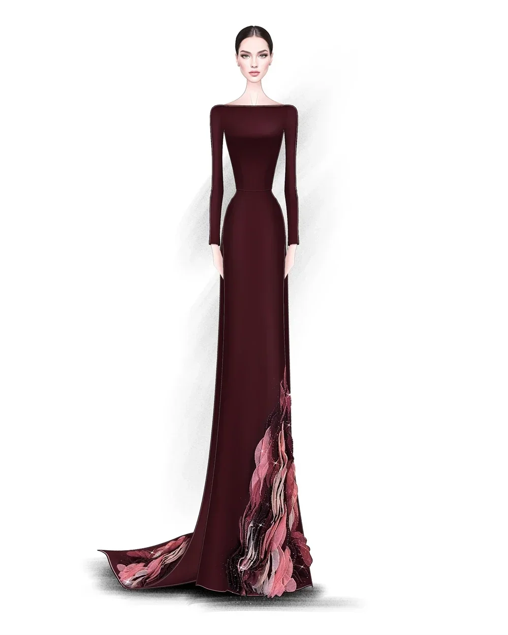 Customized  Formal Evening Gown Bateall Column Floor Length Fold Vertically Skirts Bespoke Occasion DressesProm Dress