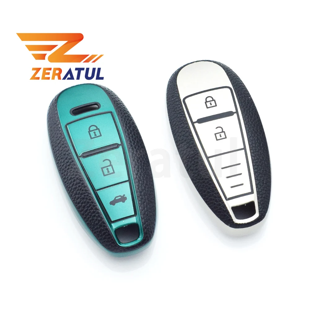 TPU Leather Shell Fob For Suzuki Vitara Swift Ignis Kizashi SX4 Baleno Ertiga 2019 Car Key Case Cover Full Cover Accessories
