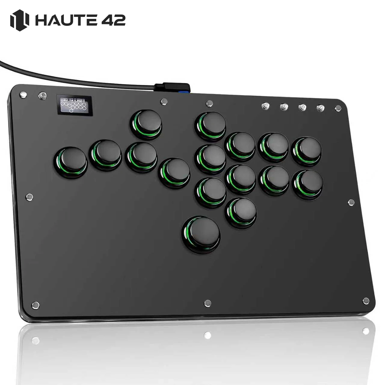 Contrôleur Hitbox sans levier à jante de bouton Haute42 R16, contrôleur de bâton d'arcade sans colle pour PC/PS4/PS5/Steam Hitbox Fightstick
