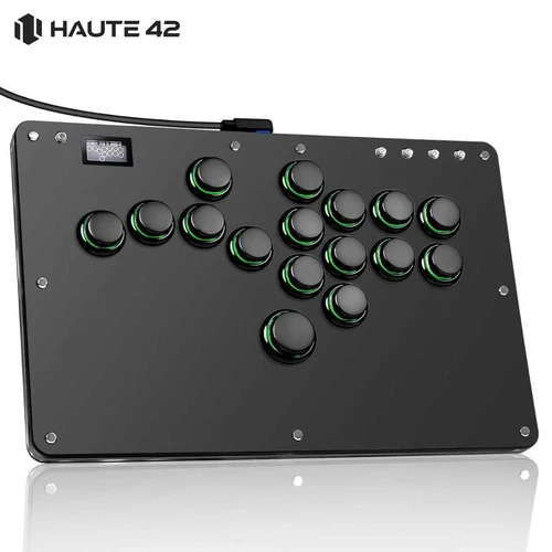 Controlador Hitbox sin palanca con borde de botón Haute42 R16, controlador de palo Arcade sin pegatinas para PC/PS4/PS5/Steam Hitbox Fightstick