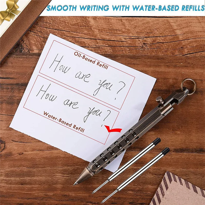 قلم Gfc-Bolt Action Pen قلم معدني من النحاس الصلب مع 2 عبوات حبر أسود، مع صندوق هدايا للتخرج وأعياد الميلاد (Retro A)