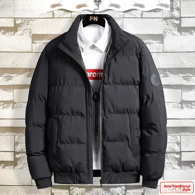 

Men's Thiened Cotton Jaet Winter Warm Stand Collar Duling down Coat Large Size Tiger Head Design ort Loose Fit Coat