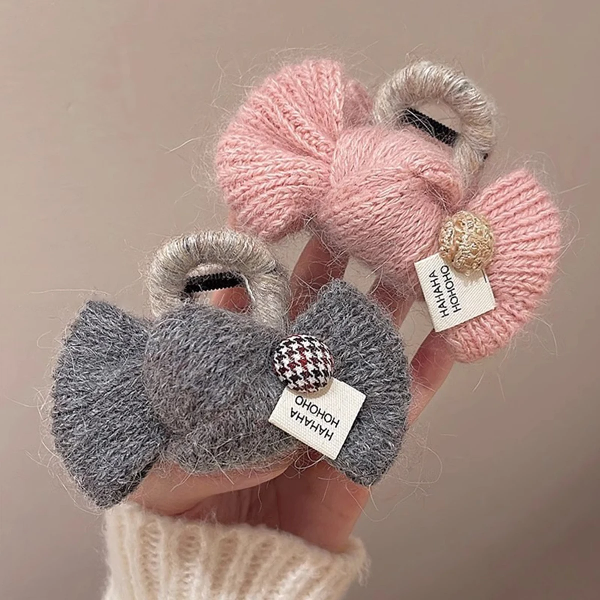 1 clip di squalo con fiocco in filato di medie dimensioni dolce e carino, fermaglio per capelli elegante autunno e inverno per donna, adatto per l'uso quotidiano