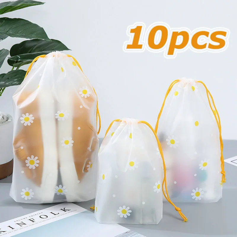 

10PCS Waterproof EVA Daisy Storage Bags Drawstring Large Capacity Clothes Shoes Organizer Portable Makeup Toiletry Bags