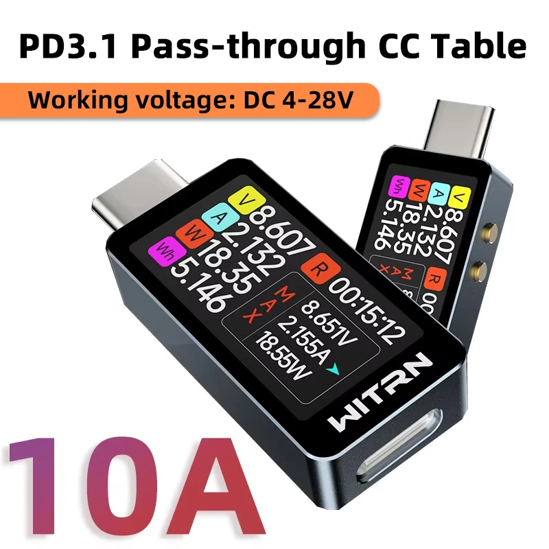 Type-C Tester DC 4~28V 6A Voltage Current Meter Tester PD3.1 Digital Display Type-C Power Meter CC Meter with Color Screen
