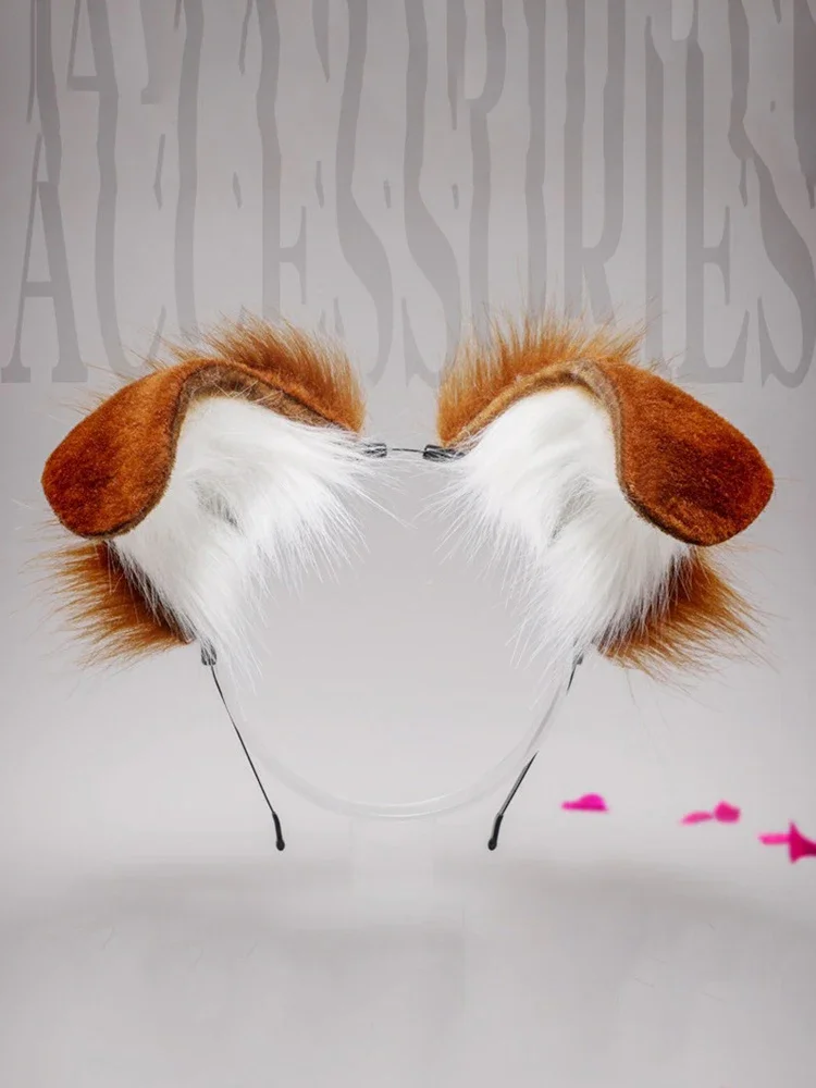 

Хэллоуин Ролевая игра Пушистая аниме Повязка на голову с собачьими ушками Хвост Мультфильм Comic-Con Аксессуары для косплея Плюшевая имитация ушей животного Хвост