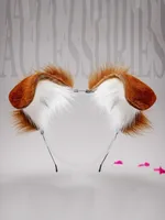 Halloween Role Play Furry Anime Dog Ear Headband Tail Cartoon Comic-Con Cosplay Accessories Plush Simulation Animal Ears Tail