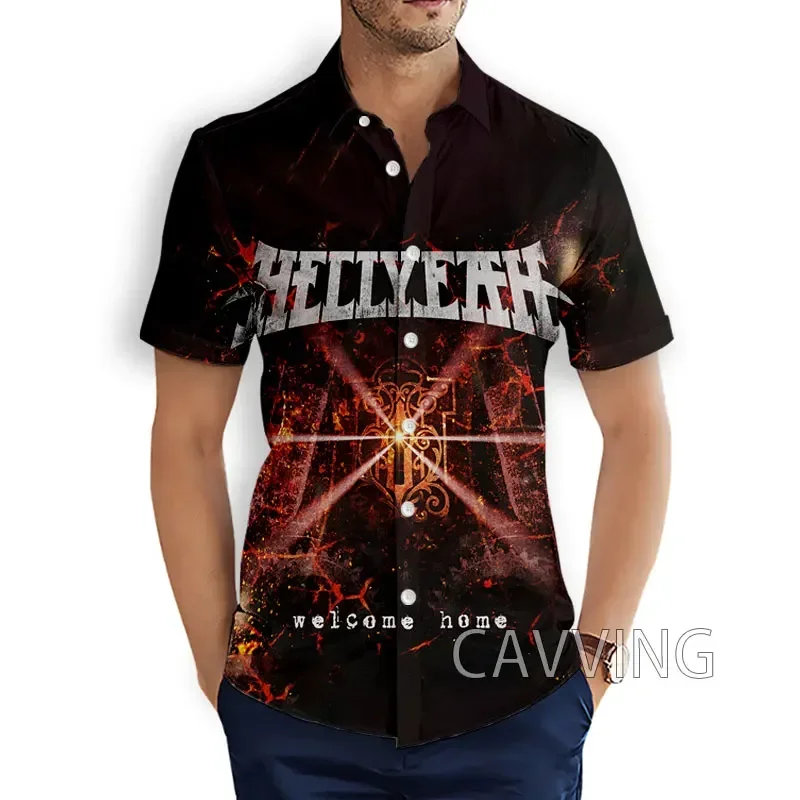 CAVVING 3D Printed  Hellyeah  Band  Fashion Casual Shirts Men's  Short Sleeves Loose Breathable Hawaii  Shirts