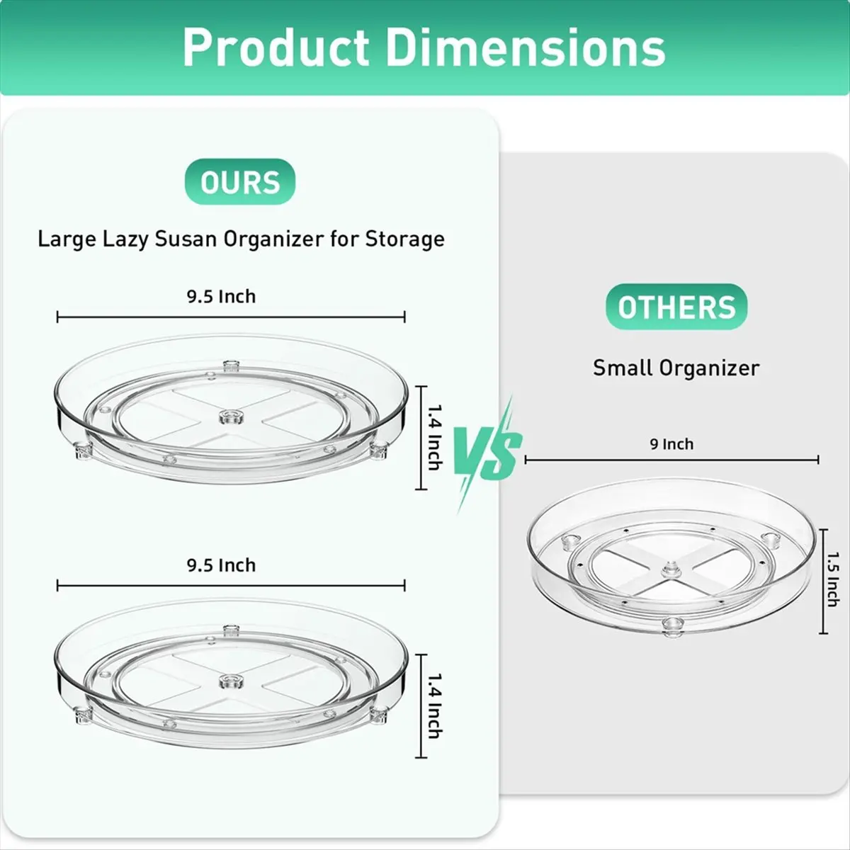 New 1Pack Lazy Organizer, 9.5 Inch Lazy Turntable for Cabinet, Organizer for Pantry Organizers and Storage