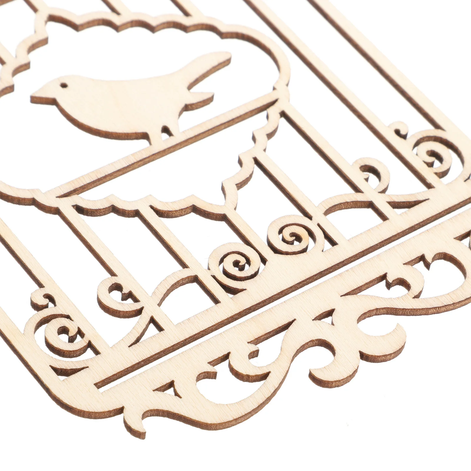 

2Pcs Wood Bird Cage Cutouts Unfinished Wooden Embellishments Blank Slices for DIY Crafts Home Decoration Holiday Supplies